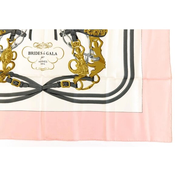 HERMES Silk Scarf Carre 90 Brides de GALA by Hugo Grygkar Pink White - Picture 6 of 7